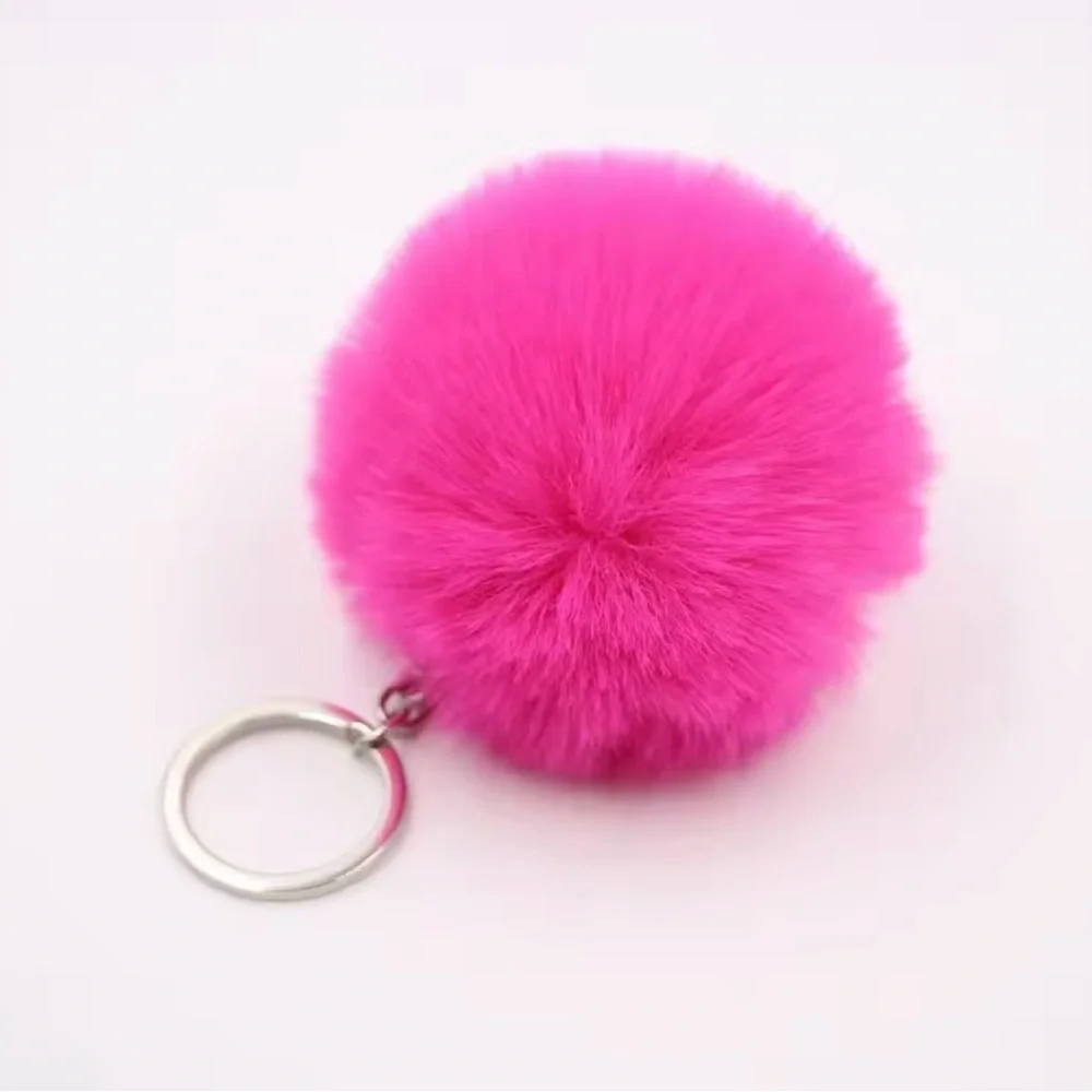 Magenta Puffball Keychain, Keychain, Women& Girls accessories, Pom Pom